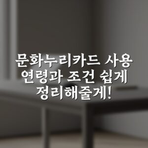 문화누리카드 사용 연령과 조건 쉽게 정리해줄게!